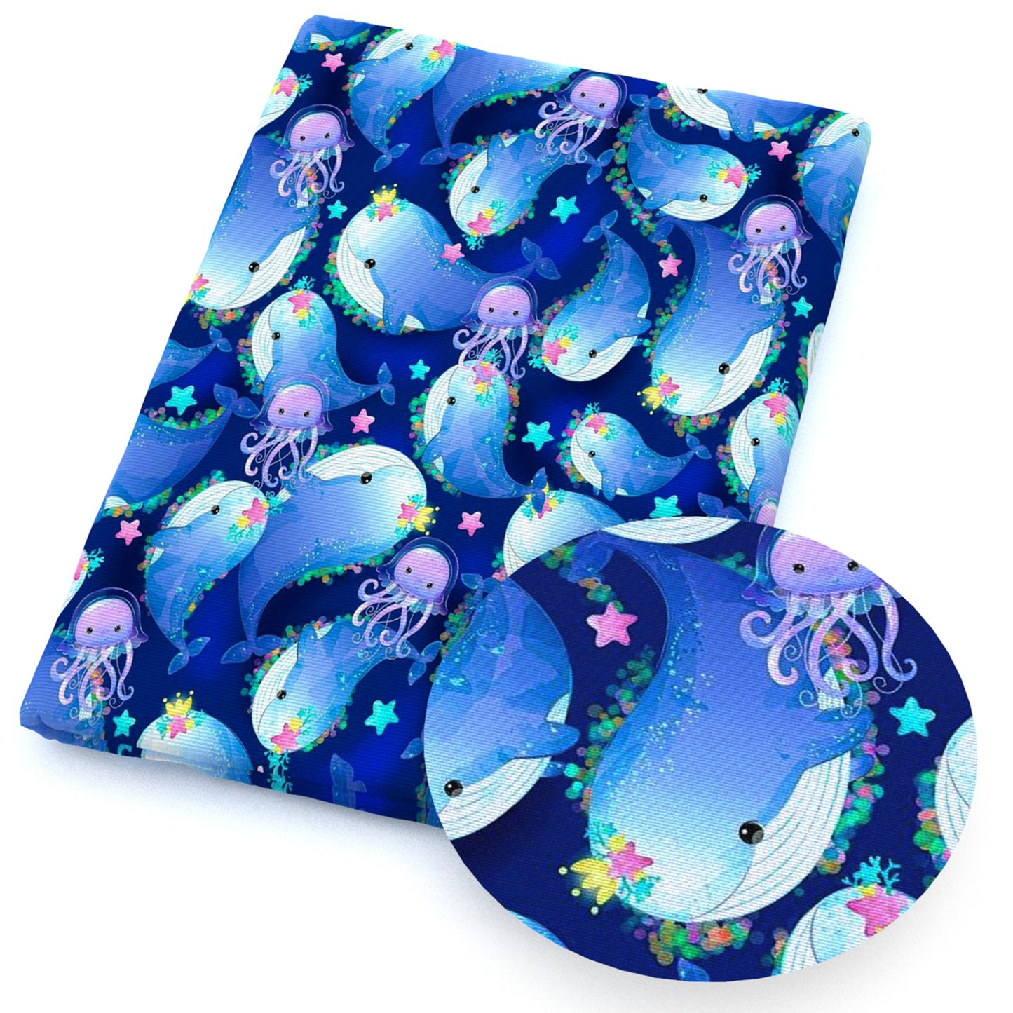 the whale jellyfish animals fabric