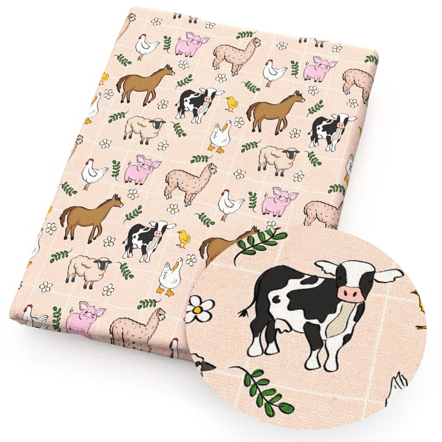 cow horse sheep duck turkey chicken flowerfloral alpacalama fabric