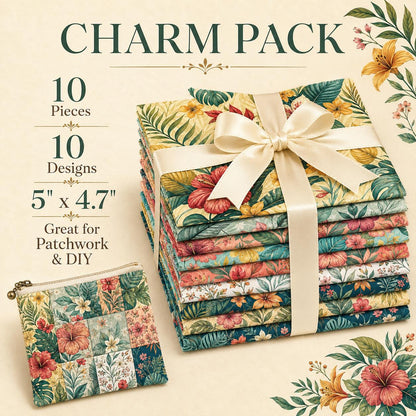 10pcs Charm Pack Set Floral Pattern Vintage Style Handmade DIY with Rich Color and Texture Elements 100% Polyester Patchwork in 10 Design Styles Suitable for Patchwork DIY Craft Projects DIY Wallet Making Gift Giving Bag Making Mother's Day Gift