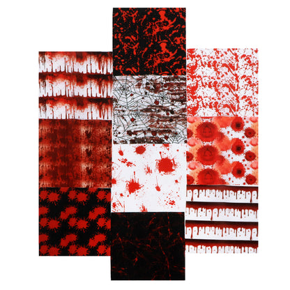 10pcs Charm Pack Set Blood Halloween Pattern Vintage Style Handmade DIY with Rich Color and Texture Elements 100% Polyester Patchwork in 10 Design Styles Suitable for Patchwork DIY Craft Projects DIY Wallet Making Gift Giving Bag Making Mother's Day Gift