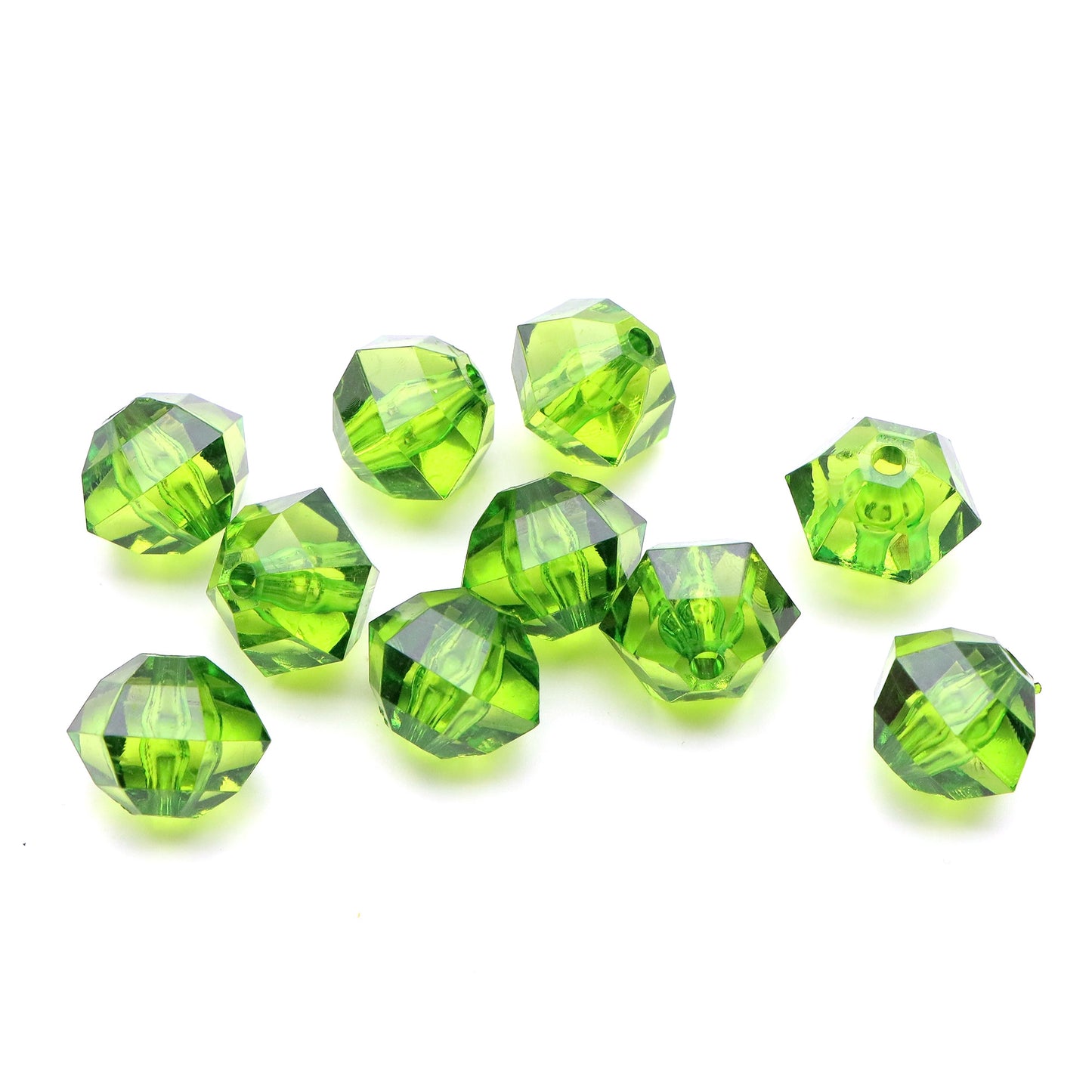 20Pcs Acrylic Transparent Hexagonal Beads Imitation Crystal Beads Loose Beads Diy Handmade Beaded Mobile Phone Chain Bracelet Necklace Making Jewelry Accessories