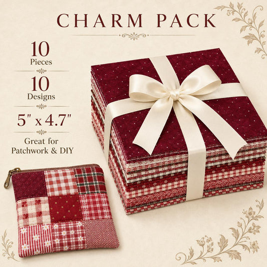 10Pc/Set Christmas Plaid Series Heart Dot Flower Fat Quarter Fabric, Pre-Cut Square Fabric Assort, Fabric Set, Craft Fabric, Handmade DIY Patchwork Fabric,Home Quilting Sewing Fabric, Packaging Fabric, Scrapbooking Craft Hobbyist