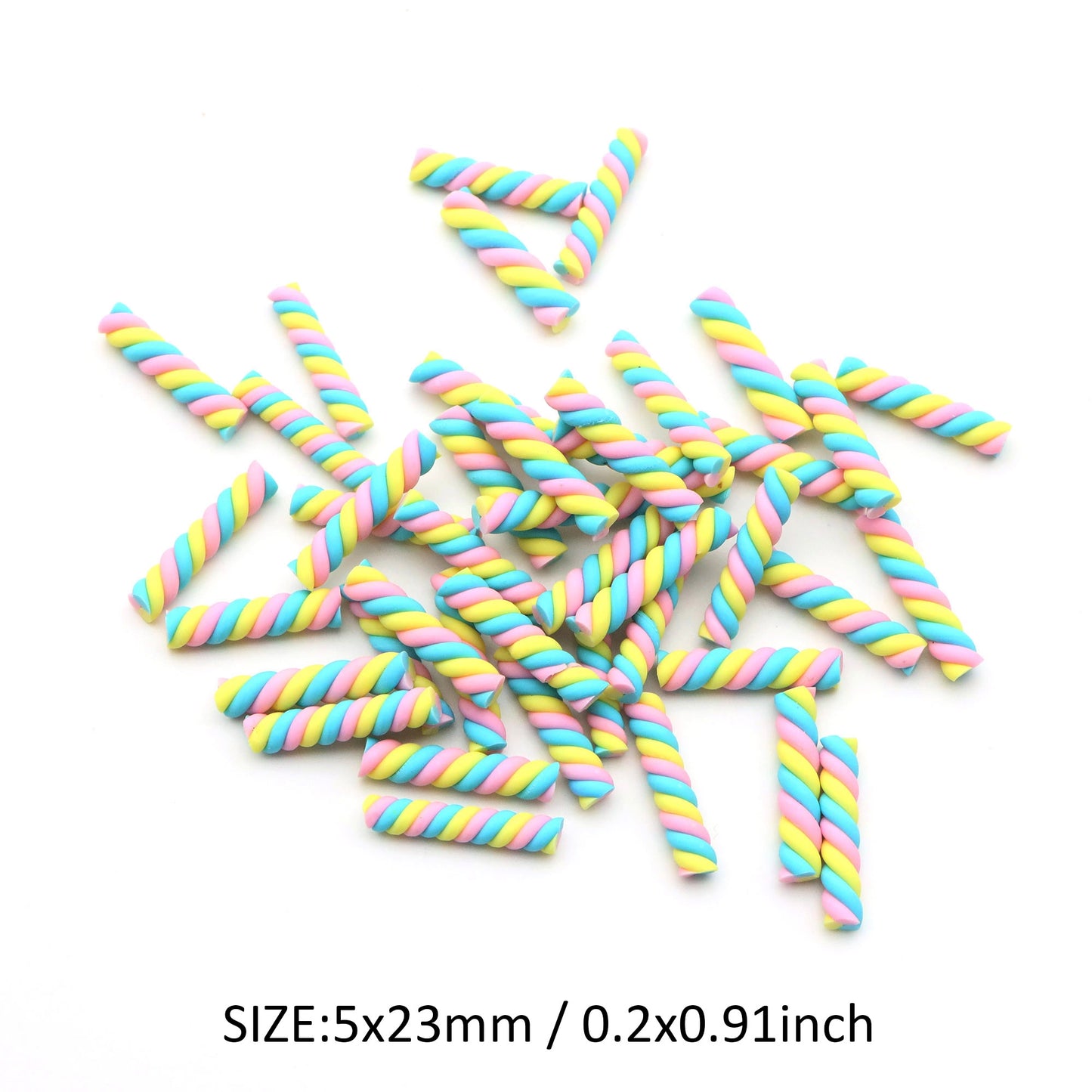 10Pcs Candysticks Rainbow Candy Sticks Christmas Color Polymer Clay 18mm Candy Dollhouse Miniatures DIY Decorate Gingerbread House Windows Handmade Craft Supplies