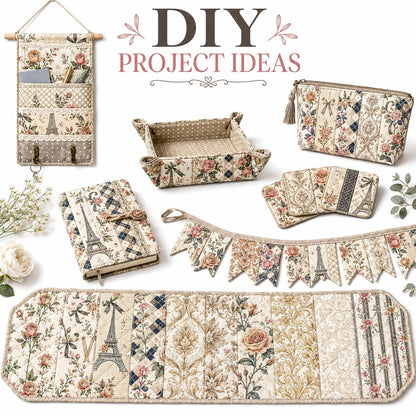 10pcs Vintage Floral Pattern Jelly Roll Fabric Strips 2.5X19.7inch Pre-Cut 100% Polyester For Patchwork Quilts, Table Runners, Placemats, Tote Bags, Storage Pouches, Makeup Bags, Coasters, Quilt Blocks & Binding