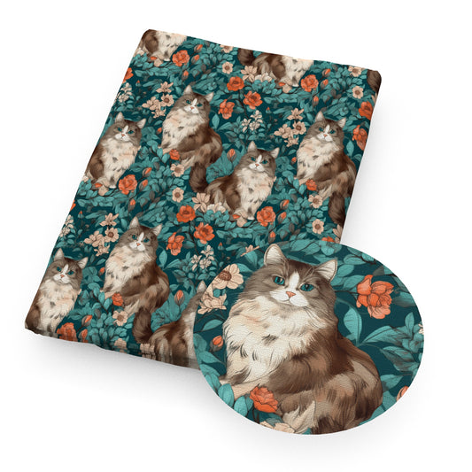 flowerfloral cat fabric