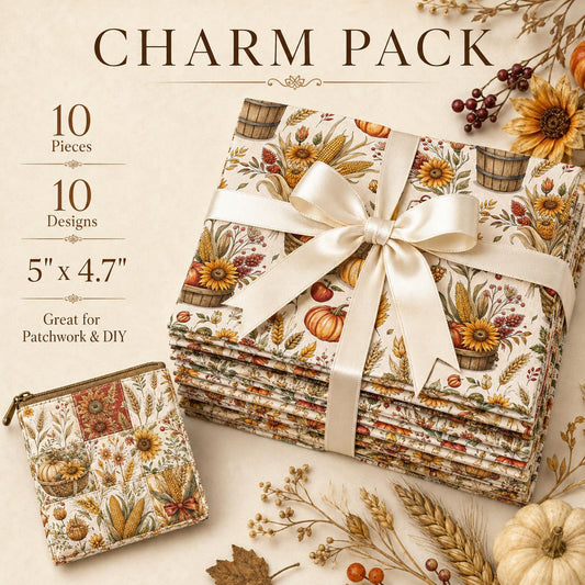 10Pc/Set Autumn Pumpkin Series Bowknot Corn Fat Quarter Fabric, Pre-Cut Square Fabric Assort, Fabric Set, Craft Fabric, Handmade DIY Patchwork Fabric,Home Quilting Sewing Fabric, Packaging Fabric, Scrapbooking Craft Hobbyist