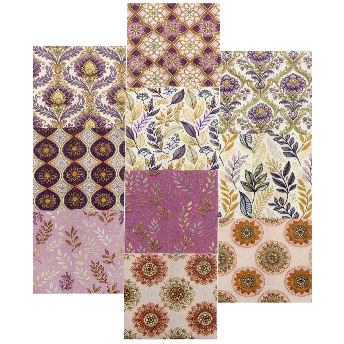 10Pc/Set Flower Purple Series Leaves Fat Quarter Fabric, Pre-Cut Square Fabric Assort, Fabric Set, Craft Fabric, Handmade DIY Patchwork Fabric,Home Quilting Sewing Fabric, Packaging Fabric, Scrapbooking Craft Hobbyist