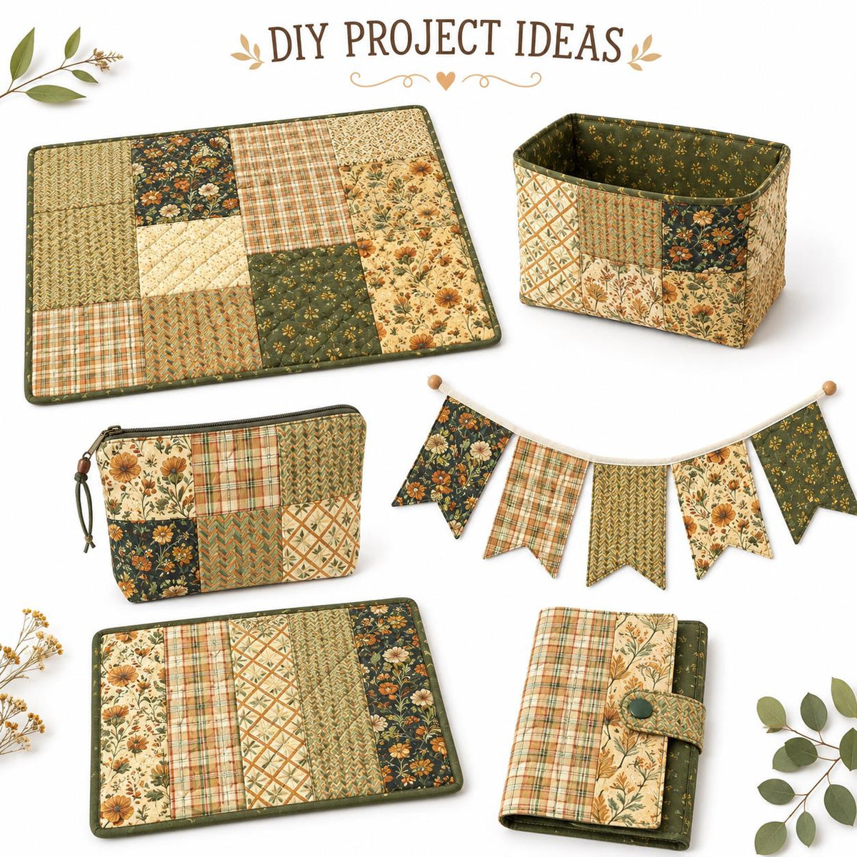 10pcs Charm Pack Set Floral Pattern Vintage Style Handmade DIY with Rich Color and Texture Elements 100% Polyester Patchwork in 10 Design Styles Suitable for Patchwork DIY Craft Projects DIY Wallet Making Gift Giving Bag Making Mother's Day Gift