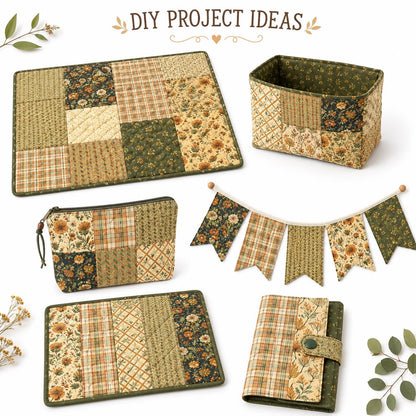 10pcs Charm Pack Set Floral Pattern Vintage Style Handmade DIY with Rich Color and Texture Elements 100% Polyester Patchwork in 10 Design Styles Suitable for Patchwork DIY Craft Projects DIY Wallet Making Gift Giving Bag Making Mother's Day Gift