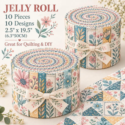10pcs Vintage Floral Theme Jelly Roll Fabric Strips 2.5X19.7inch Pre-Cut 100% Polyester For Patchwork Quilts, Table Runners, Placemats, Tote Bags, Storage Pouches, Makeup Bags, Coasters, Quilt Blocks & Binding