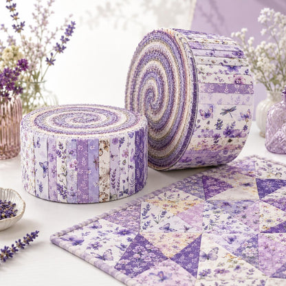 10pcs Vintage Butterfly Purple Pattern Jelly Roll Fabric Strips 2.5X19.7inch Pre-cut 100% Polyester for Patchwork Quilts, Table Runners, Placemats, Tote Bags, Storage Pouches, Makeup Bags, Coasters, Quilt Blocks & Binding
