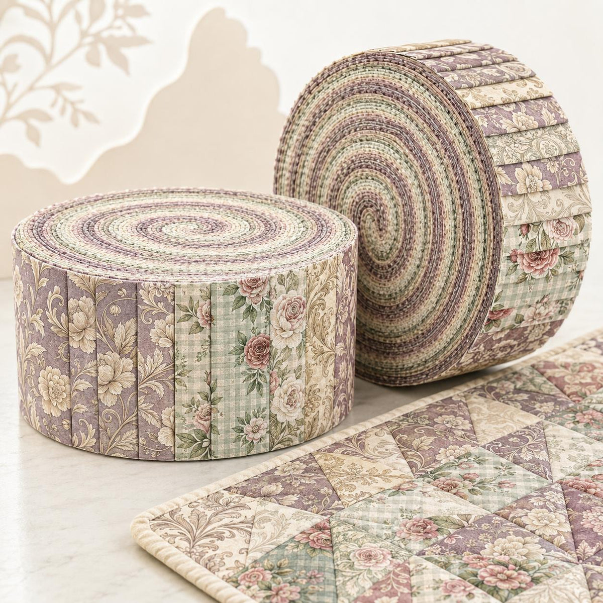 10pcs Vintage Floral Pattern Jelly Roll Fabric Strips 2.5X19.7inch Pre-Cut 100% Polyester For Patchwork Quilts, Table Runners, Placemats, Tote Bags, Storage Pouches, Makeup Bags, Coasters, Quilt Blocks & Binding