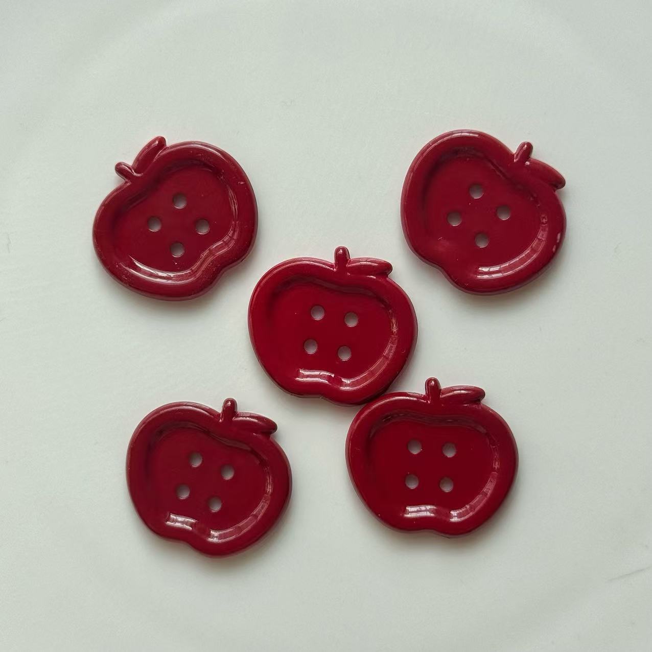 10pcs Red Apple Buttons for DIY Handmade Materials Headdress Shoe Flower Decoration Dolls Sewing Accessories