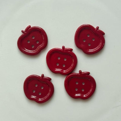 10pcs Red Apple Buttons for DIY Handmade Materials Headdress Shoe Flower Decoration Dolls Sewing Accessories
