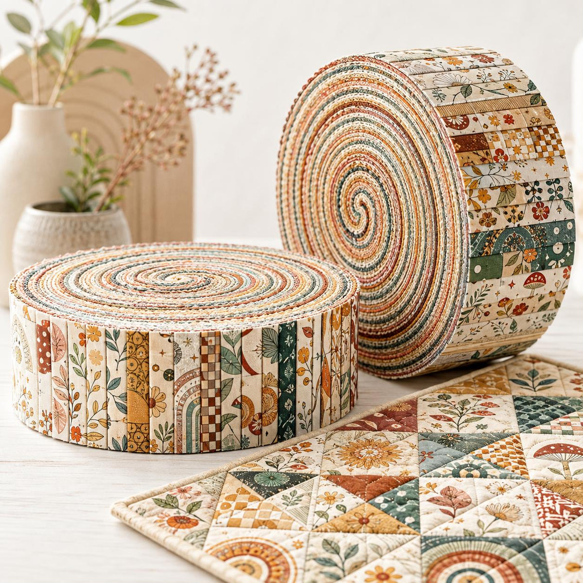 10pcs Vintage Floral Pattern Jelly Roll Fabric Strips 2.5X19.7inch Pre-Cut 100% Polyester For Patchwork Quilts, Table Runners, Placemats, Tote Bags, Storage Pouches, Makeup Bags, Coasters, Quilt Blocks & Binding