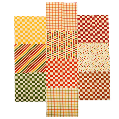 10Pc/Set Autumn Series Dot Plaid Stripe Fat Quarter Fabric, Pre-Cut Square Fabric Assort, Fabric Set, Craft Fabric, Handmade DIY Patchwork Fabric,Home Quilting Sewing Fabric, Packaging Fabric, Scrapbooking Craft Hobbyist