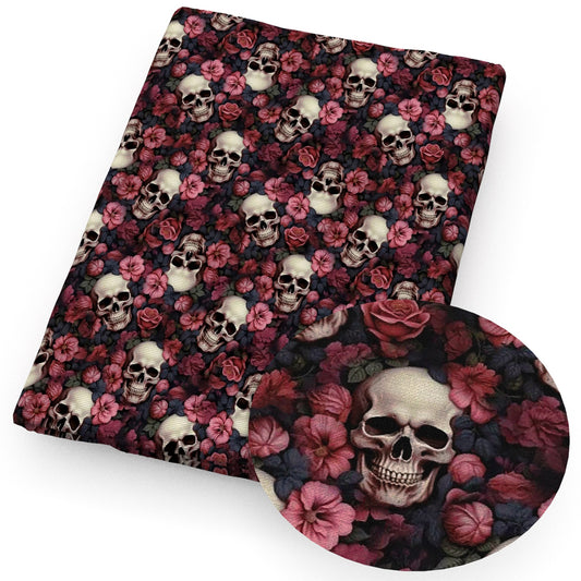 skull ghost skeleton bones flowerfloral fabric