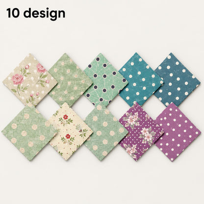10pcs Charm Pack Set Floral Dot Pattern Vintage Style Handmade DIY with Rich Color and Texture Elements 100% Polyester Patchwork in 10 Design Styles Suitable for Patchwork DIY Craft Projects DIY Wallet Making Gift Giving Bag Making Mother's Day Gift