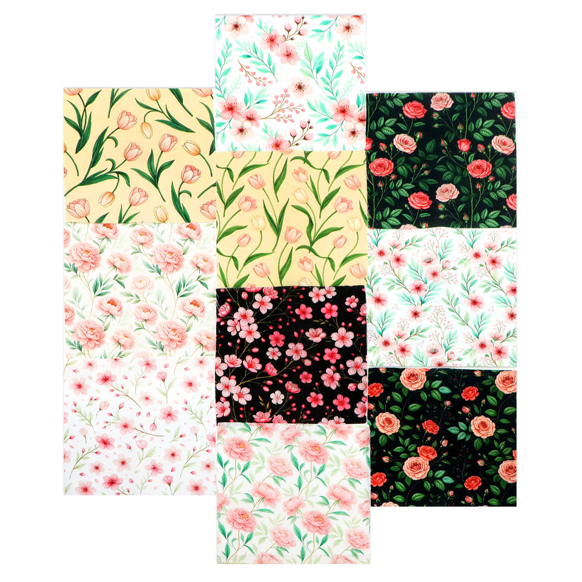 10Pc/Set Flower Series Fat Quarter Fabric, Pre-Cut Square Fabric Assort, Fabric Set, Craft Fabric, Handmade DIY Patchwork Fabric,Home Quilting Sewing Fabric, Packaging Fabric, Scrapbooking Craft Hobbyist
