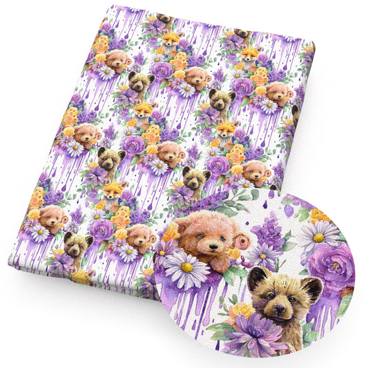 dogpuppy fox flowerfloral fabric
