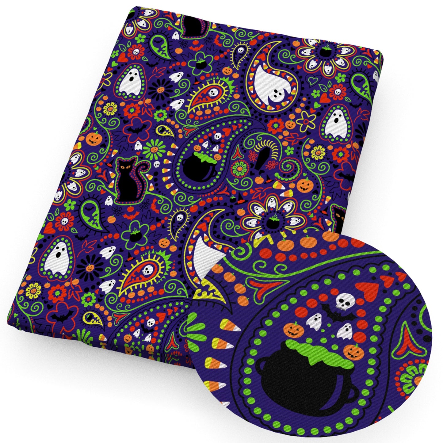 paisleycashew pattern halloween skull ghost skeleton bones fabric