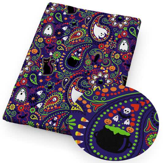 paisleycashew pattern halloween skull ghost skeleton bones fabric