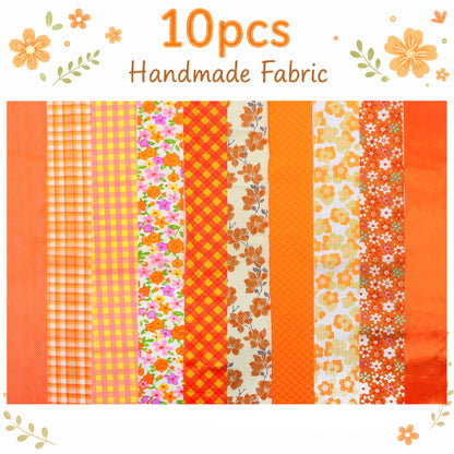10Pc/Set, Making 10 Images 1pc Each, Each Size: 6.3*50cm Floral Orange Autumn Series Sliced Fabric Set Style Combination, Polyester Jelly Roll Fabric Strips, Pre-Cut Quilting Squares, For Quilting DIY, Handicrafts And Sewing, Blankets, Rugs, Interior Deco