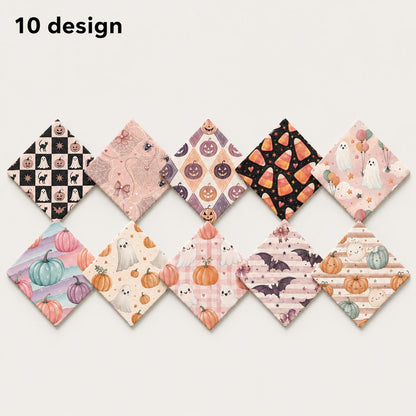10Pc/Set Halloween Series Skull Cat Pumpkin Plaid Fat Quarter Fabric, Pre-Cut Square Fabric Assort, Fabric Set, Craft Fabric, Handmade DIY Patchwork Fabric,Home Quilting Sewing Fabric, Packaging Fabric, Scrapbooking Craft Hobbyist