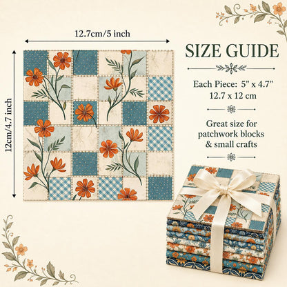 10Pc/Set Flower Plaid Daisy Blue Series Fat Quarter Fabric, Pre-Cut Square Fabric Assort, Fabric Set, Craft Fabric, Handmade DIY Patchwork Fabric,Home Quilting Sewing Fabric, Packaging Fabric, Scrapbooking Craft Hobbyist