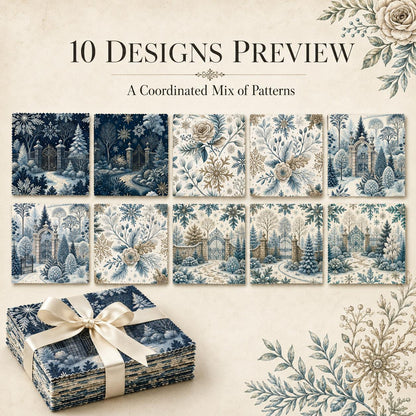 10Pc/Set Christmas Flower Blue Series Bird Leaves House Fat Quarter Fabric, Pre-Cut Square Fabric Assort, Fabric Set, Craft Fabric, Handmade DIY Patchwork Fabric,Home Quilting Sewing Fabric, Packaging Fabric, Scrapbooking Craft Hobbyist