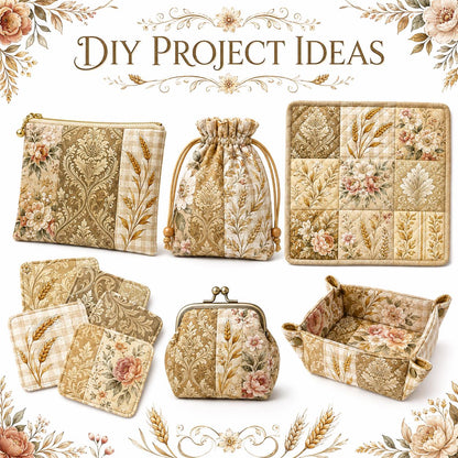 10pcS Charm Pack Set Floral Ear Of Wheat Pattern VIntage Style HAndmade DIY With Rich Color and Texture Elements 100% Polyester Patchwork in 10 Design Styles Suitable For Patchwork DIY Craft Projects DIY Wallet Making Gift Giving Bag Making Mother's Day G