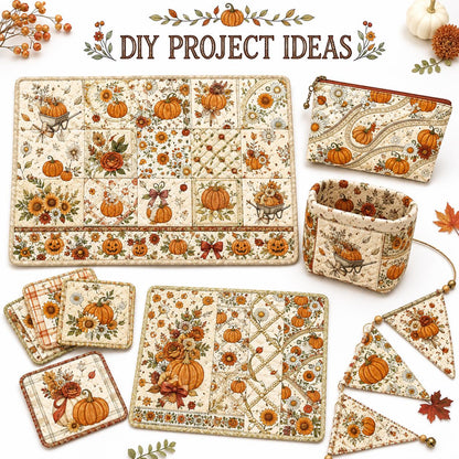 10Pc/Set Autumn Pumpkin Series Plaid Bowknot Flower Fat Quarter Fabric, Pre-Cut Square Fabric Assort, Fabric Set, Craft Fabric, Handmade DIY Patchwork Fabric,Home Quilting Sewing Fabric, Packaging Fabric, Scrapbooking Craft Hobbyist