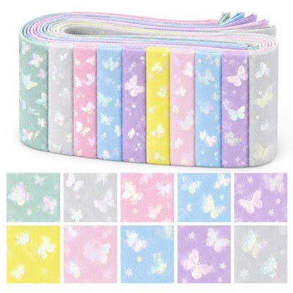 10pcs Vintage Butterfly Mesh Gauze Lace Series Jelly Roll Fabric Strips 2.5X19.7inch Pre-cut 100% Polyester for Patchwork Quilts, Table Runners, Placemats, Tote Bags, Storage Pouches, Makeup Bags, Coasters, Quilt Blocks & Binding Multi-color