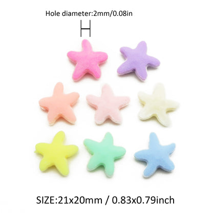 10pcs Mix Color Vibrant Star-Shaped Velvet Beads For Jewelry Making DIY Handmade Bracelet Necklace Accessories