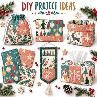 10Pc/Set Christmas Series Star Dot Stripe Bird Deer Tree Fat Quarter Fabric, Pre-Cut Square Fabric Assort, Fabric Set, Craft Fabric, Handmade DIY Patchwork Fabric,Home Quilting Sewing Fabric, Packaging Fabric, Scrapbooking Craft Hobbyist