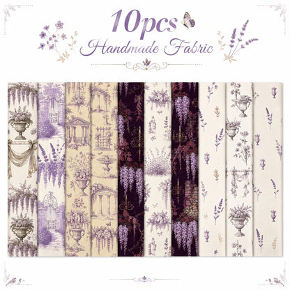 10pcs Vintage Lavender Floral Pattern Jelly Roll Fabric Strips 2.5X19.7inch Pre-Cut 100% Polyester For Patchwork Quilts, Table Runners, Placemats, Tote Bags, Storage Pouches, Makeup Bags, Coasters, Quilt Blocks & Binding