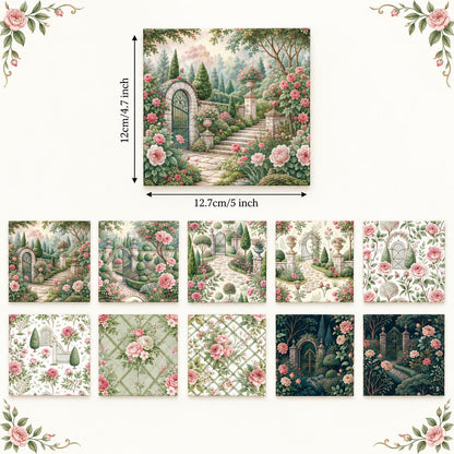 10Pc/Set Flower Tree House Series Fat Quarter Fabric, Pre-Cut Square Fabric Assort, Fabric Set, Craft Fabric, Handmade DIY Patchwork Fabric,Home Quilting Sewing Fabric, Packaging Fabric, Scrapbooking Craft Hobbyist