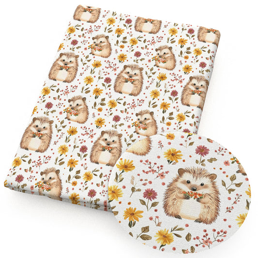 hedgehog flowerfloral fabric