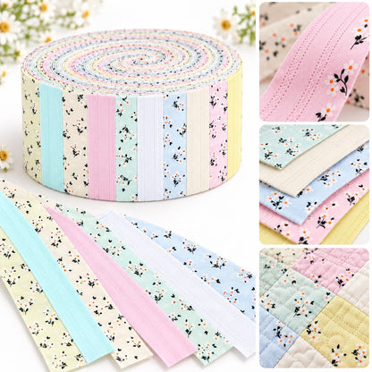 10pcs Vintage Floral Pattern Jelly Roll Fabric Strips 2.5X19.7inch Pre-Cut 100% PolyesterFor Patchwork Quilts, Table Runners, Placemats, Tote Bags, Storage Pouches, Makeup Bags, Coasters, Quilt Blocks & Binding