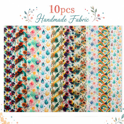 10pcs Vintage Floral Paint Splatter Pattern Jelly Roll Fabric Strips 2.5X19.7inch Pre-Cut 100% Polyester For Patchwork Quilts, Table Runners, Placemats, Tote Bags, Storage Pouches, Makeup Bags, Coasters, Quilt Blocks & Binding