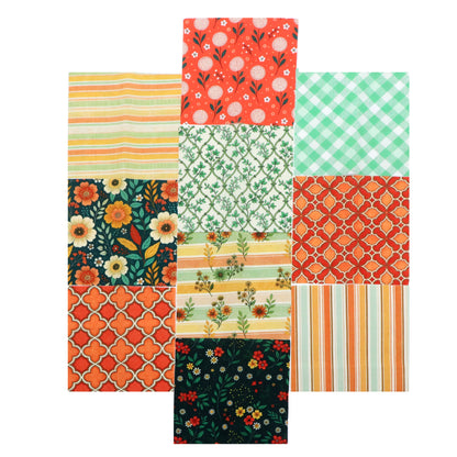 10pcs Charm Pack Set Floral Plaid Pattern Vintage Style Handmade DIY with Rich Color and Texture Elements 100% Polyester Patchwork in 10 Design Styles Suitable for Patchwork DIY Craft Projects DIY Wallet Making Gift Giving Bag Making Mother's Day Gift