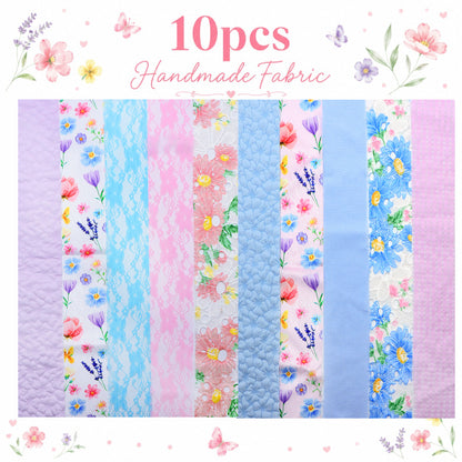 10Pc/Set, Making 10 Images 1pc Each, Each Size: 6.3*50cm Floral Mesh Gauze Lace Series Sliced Fabric Set Style Combination, Polyester Jelly Roll Fabric Strips, Pre-Cut Quilting Squares, For Quilting DIY, Handicrafts And Sewing, Blankets, Rugs, Interior De
