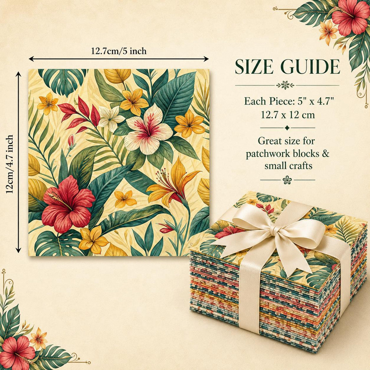 10pcs Charm Pack Set Floral Pattern Vintage Style Handmade DIY with Rich Color and Texture Elements 100% Polyester Patchwork in 10 Design Styles Suitable for Patchwork DIY Craft Projects DIY Wallet Making Gift Giving Bag Making Mother's Day Gift
