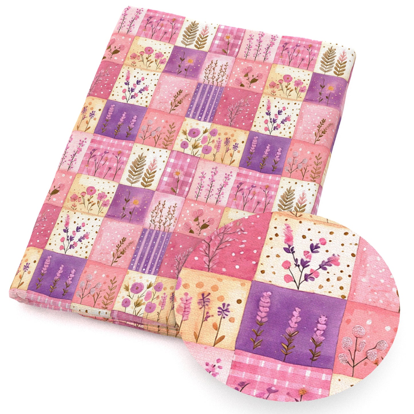 flowerfloral pink series patchwork plaid grid fabric