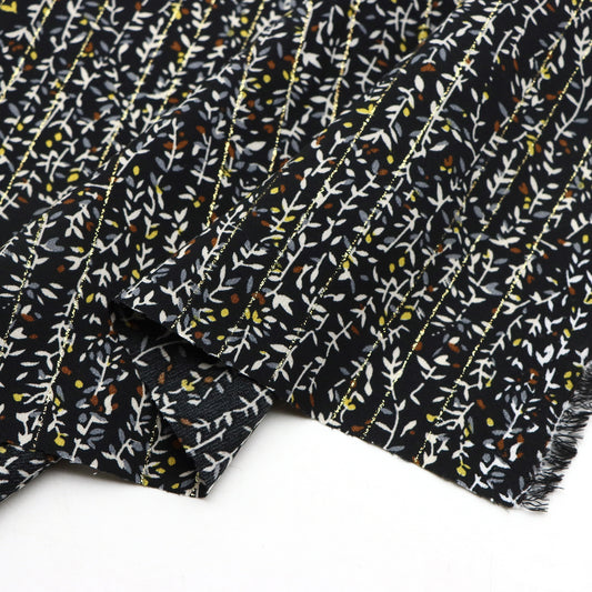 1pc glitter stripe leaves flower Fabric - 59x19.68inch(150x50cm) 100%Polyester Material, High Density for DIY Crafts - Hand Wash Only Precut Fabric