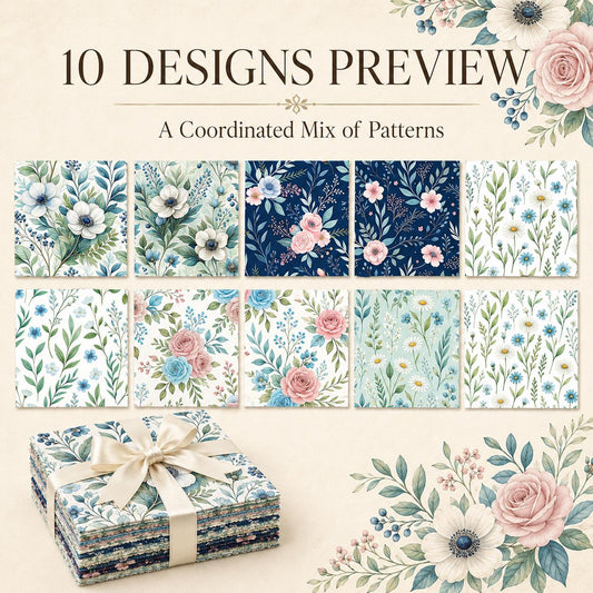 10Pc/Set Flower Series Fat Quarter Fabric, Pre-Cut Square Fabric Assort, Fabric Set, Craft Fabric, Handmade DIY Patchwork Fabric,Home Quilting Sewing Fabric, Packaging Fabric, Scrapbooking Craft Hobbyist
