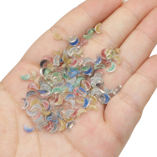 20Pcs Glitter Moon Resin Beads for Jewelry Making DIY Bracelet Necklace Chain Earrings Charm Decors For Nail Art Design Crafts Jewelry Accessories