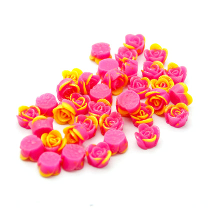 10Pcs 11mm/0.43in Virbant Colors Rose Shaped Flatback Resin Cabochons for DIY Scrapbooking Projects Jewelry Making Crafts Cardmaking Phone Case Decorations Ornaments Charms