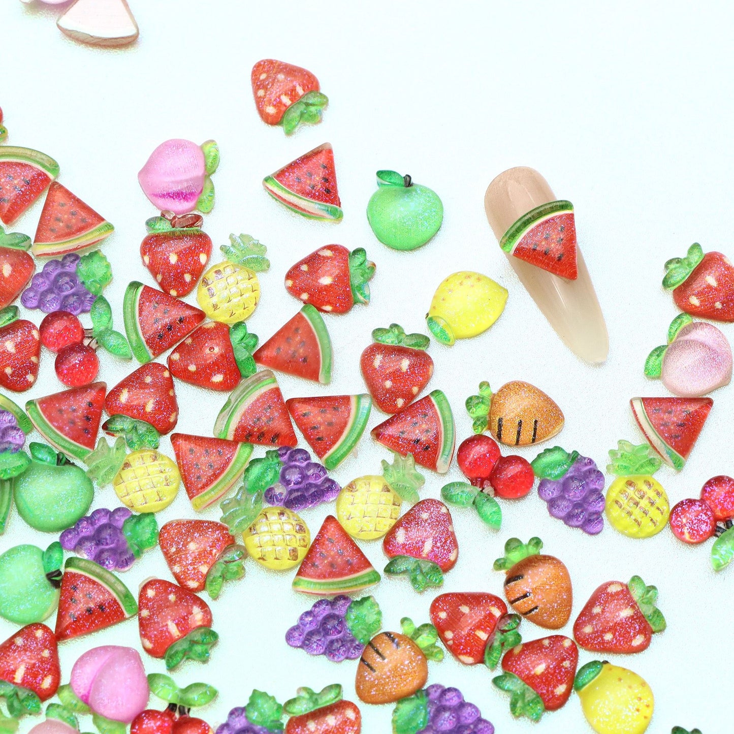 20Pcs Miniature Resin Fruits Shaped Acrylic Charms Beads,3D Flatback Resin Cabochons for DIY Jewelry Making, Earrings, Bracelets, Beads & Bead Assortments - Perfect for Phone Cases, Water Bottles & Hair Accessories,Projects Decorations