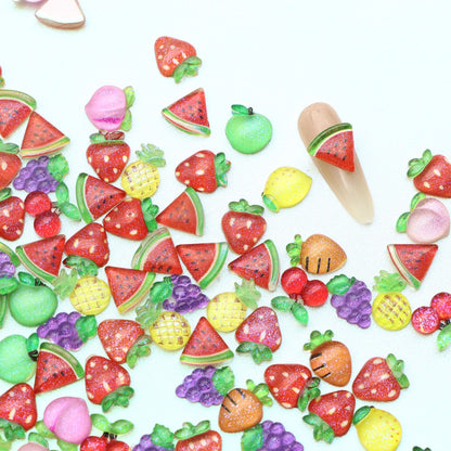 20Pcs Miniature Resin Fruits Shaped Acrylic Charms Beads,3D Flatback Resin Cabochons for DIY Jewelry Making, Earrings, Bracelets, Beads & Bead Assortments - Perfect for Phone Cases, Water Bottles & Hair Accessories,Projects Decorations